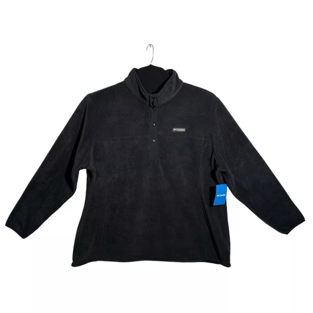 Columbia Women's‎ Fleece Pullover Sweater Size 3X Solid Black Soft Comfy & Warm